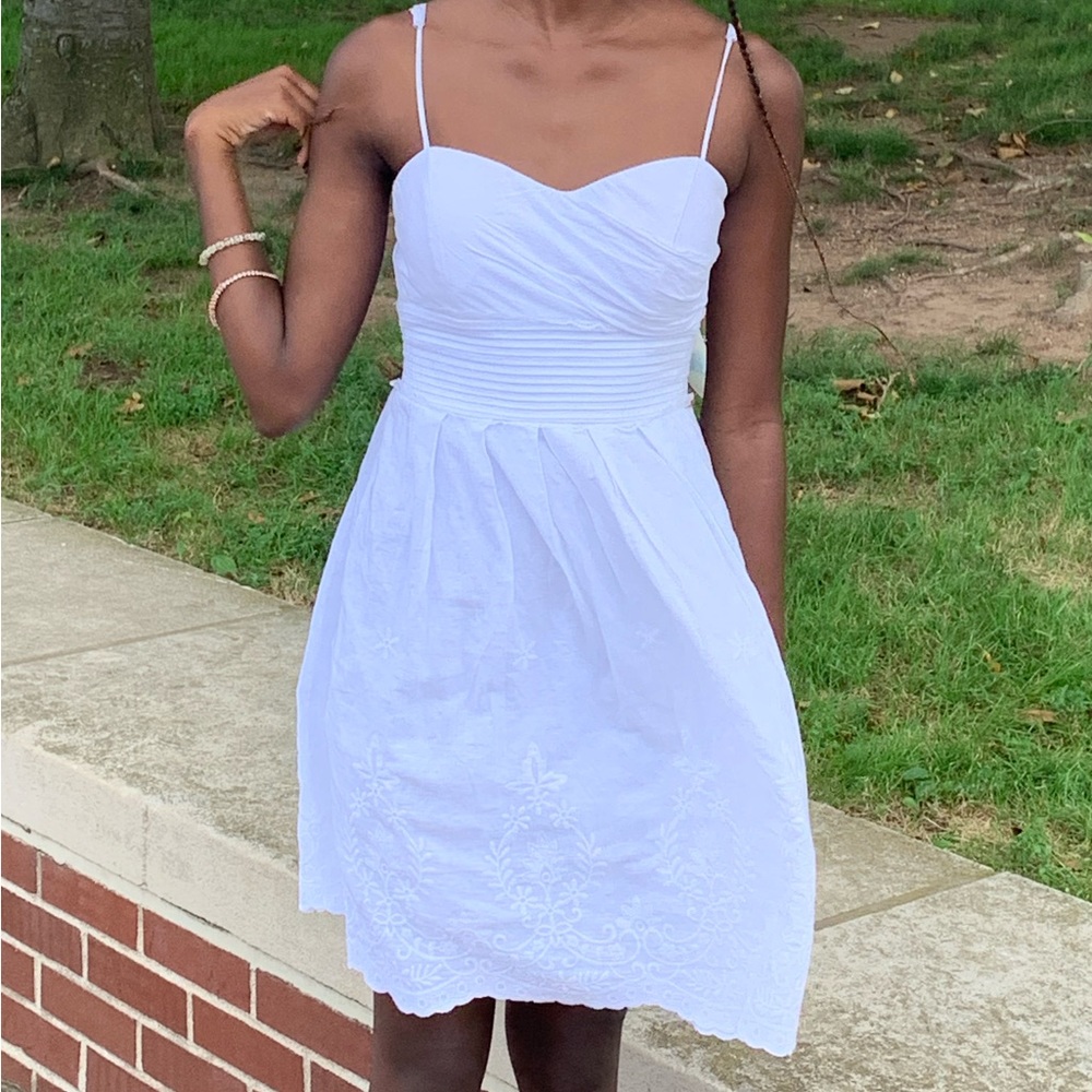 Flowy White tie around dress